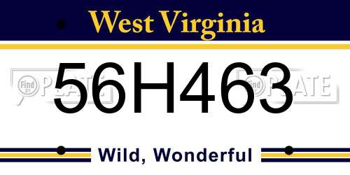 56H463 West Virginia License Plate