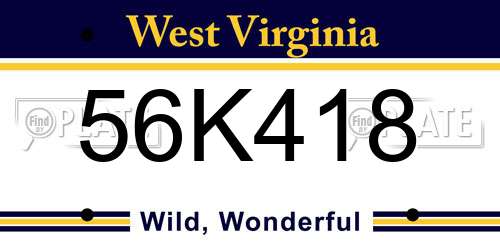 56K418 West Virginia License Plate