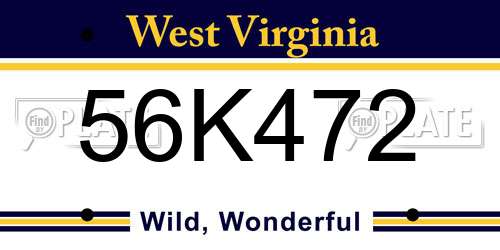 56K472 West Virginia License Plate