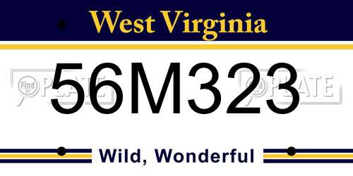 56M323 West Virginia License Plate