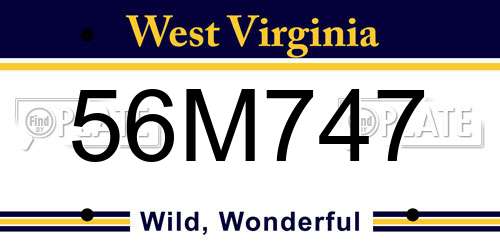 56M747 West Virginia License Plate