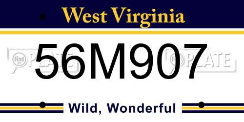 56M907 West Virginia License Plate