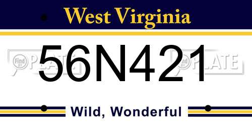 56N421 West Virginia License Plate