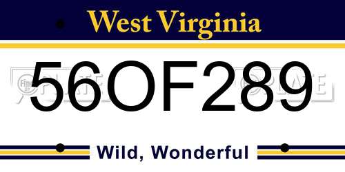 56OF289 West Virginia License Plate