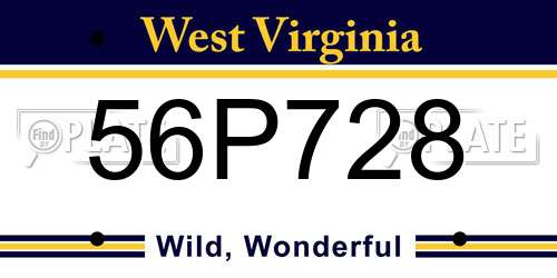 56P728 West Virginia License Plate