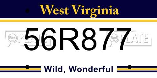 56R877 West Virginia License Plate
