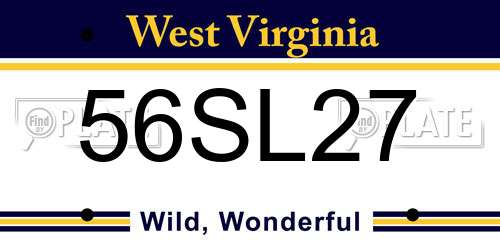 56SL27 West Virginia License Plate