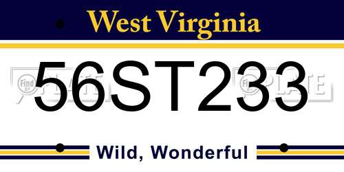 56ST233 West Virginia License Plate