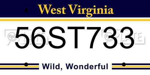 56ST733 West Virginia License Plate