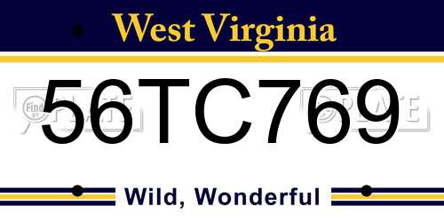 56TC769 West Virginia License Plate