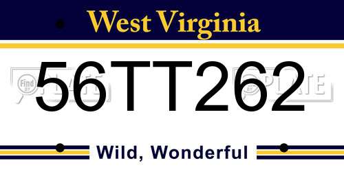 56TT262 West Virginia License Plate