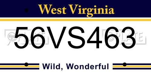 56VS463 West Virginia License Plate