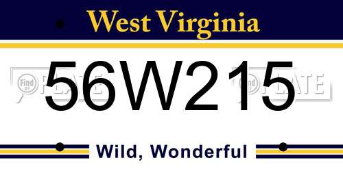 56W215 West Virginia License Plate