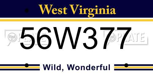 56W377 West Virginia License Plate