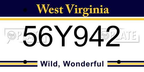 56Y942 West Virginia License Plate