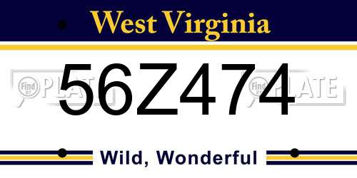 56Z474 West Virginia License Plate