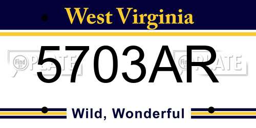 5703AR West Virginia License Plate