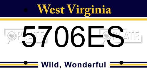 5706ES West Virginia License Plate