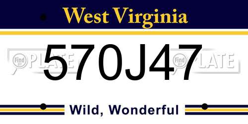 570J47 West Virginia License Plate