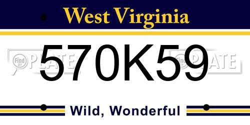 570K59 West Virginia License Plate