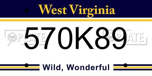 570K89 West Virginia License Plate