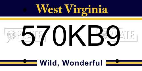 570KB9 West Virginia License Plate
