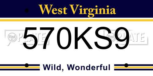 570KS9 West Virginia License Plate
