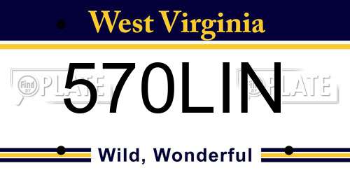 570LIN West Virginia License Plate