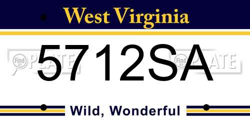 5712SA West Virginia License Plate