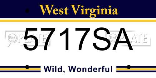 5717SA West Virginia License Plate