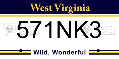571NK3 West Virginia License Plate