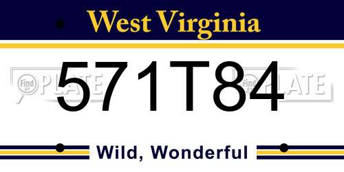 571T84 West Virginia License Plate
