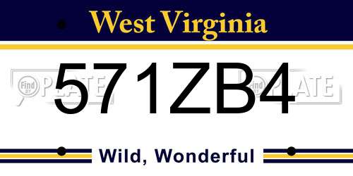571ZB4 West Virginia License Plate