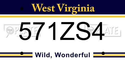 571ZS4 West Virginia License Plate
