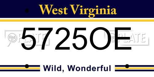 5725OE West Virginia License Plate