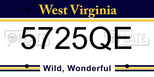 5725QE West Virginia License Plate