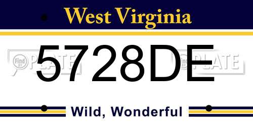 5728DE West Virginia License Plate