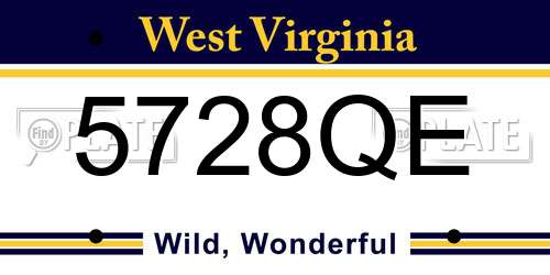 5728QE West Virginia License Plate