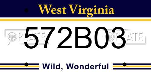572B03 West Virginia License Plate