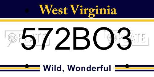 572BO3 West Virginia License Plate