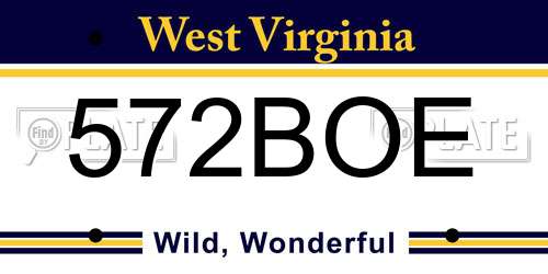 572BOE West Virginia License Plate