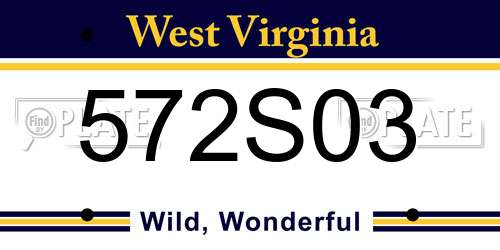 572S03 West Virginia License Plate