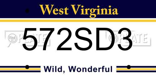 572SD3 West Virginia License Plate