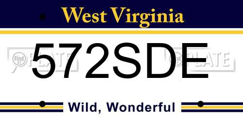 572SDE West Virginia License Plate
