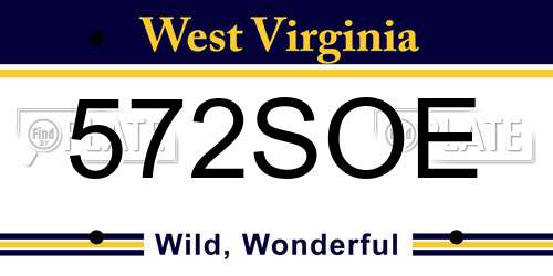 572SOE West Virginia License Plate