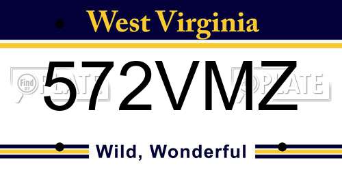 572VMZ West Virginia License Plate