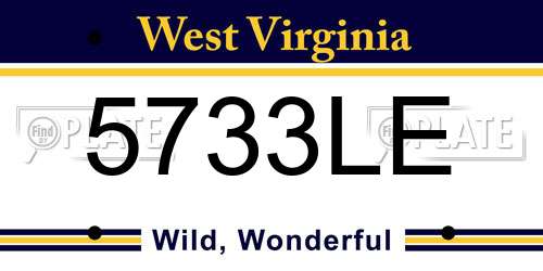 5733LE West Virginia License Plate