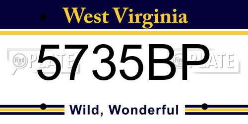 5735BP West Virginia License Plate