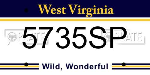 5735SP West Virginia License Plate