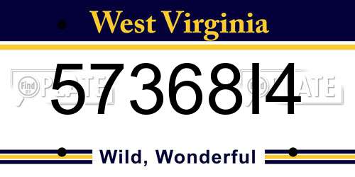 57368I4 West Virginia License Plate
